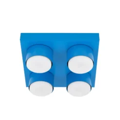 Lámpara de techo Brix, azul, 23 cm de largo, 4 luces, GX53