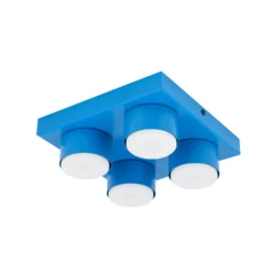 Lámpara de techo Brix, azul, 23 cm de largo, 4 luces, GX53