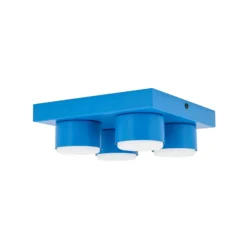 Lámpara de techo Brix, azul, 23 cm de largo, 4 luces, GX53