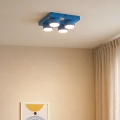 Lámpara de techo Brix, azul, 23 cm de largo, 4 luces, GX53