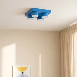 Lámpara de techo Brix, azul, 23 cm de largo, 4 luces, GX53