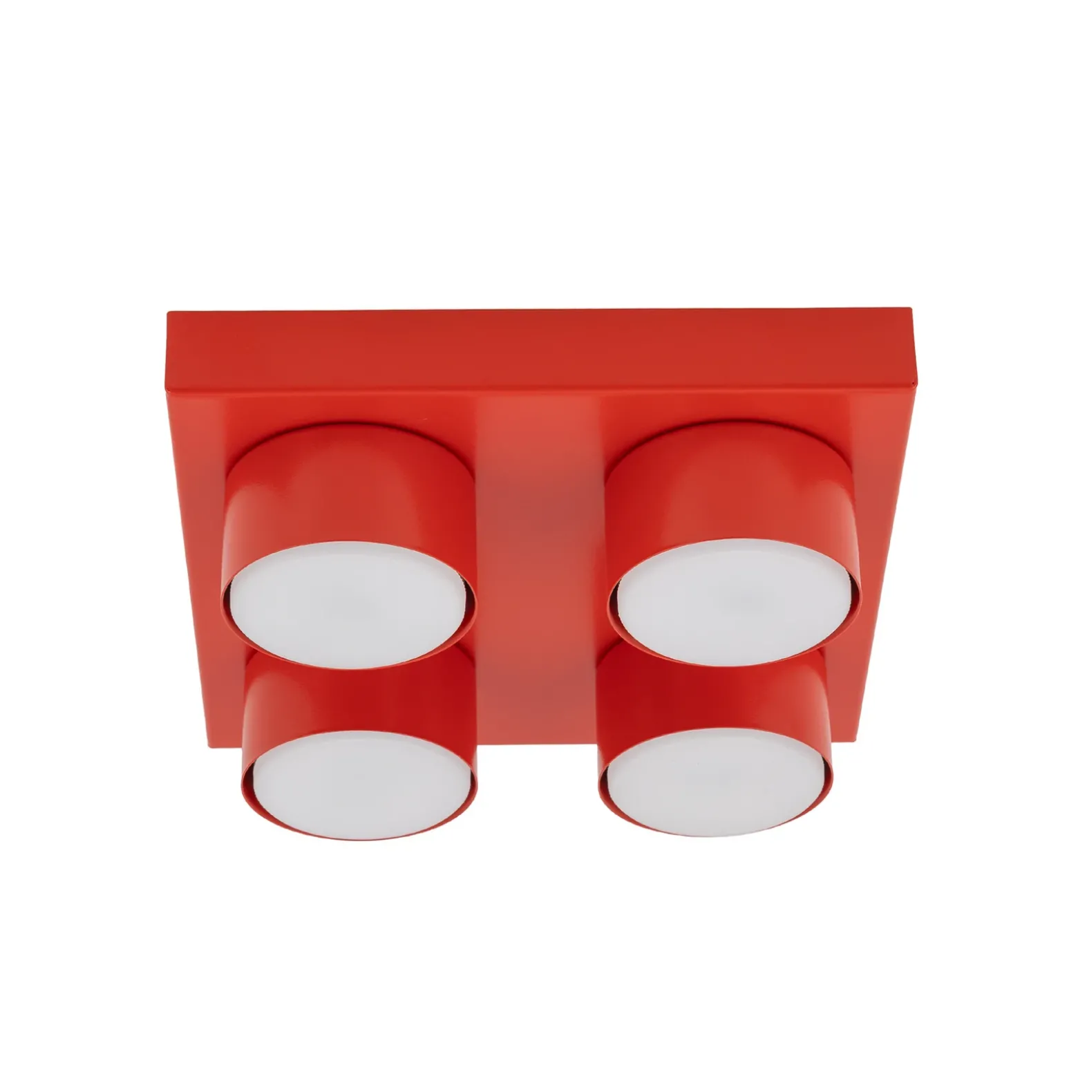 Lámpara de techo Brix, roja, 23 cm de largo, 4 luces, GX53