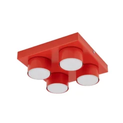 Lámpara de techo Brix, roja, 23 cm de largo, 4 luces, GX53