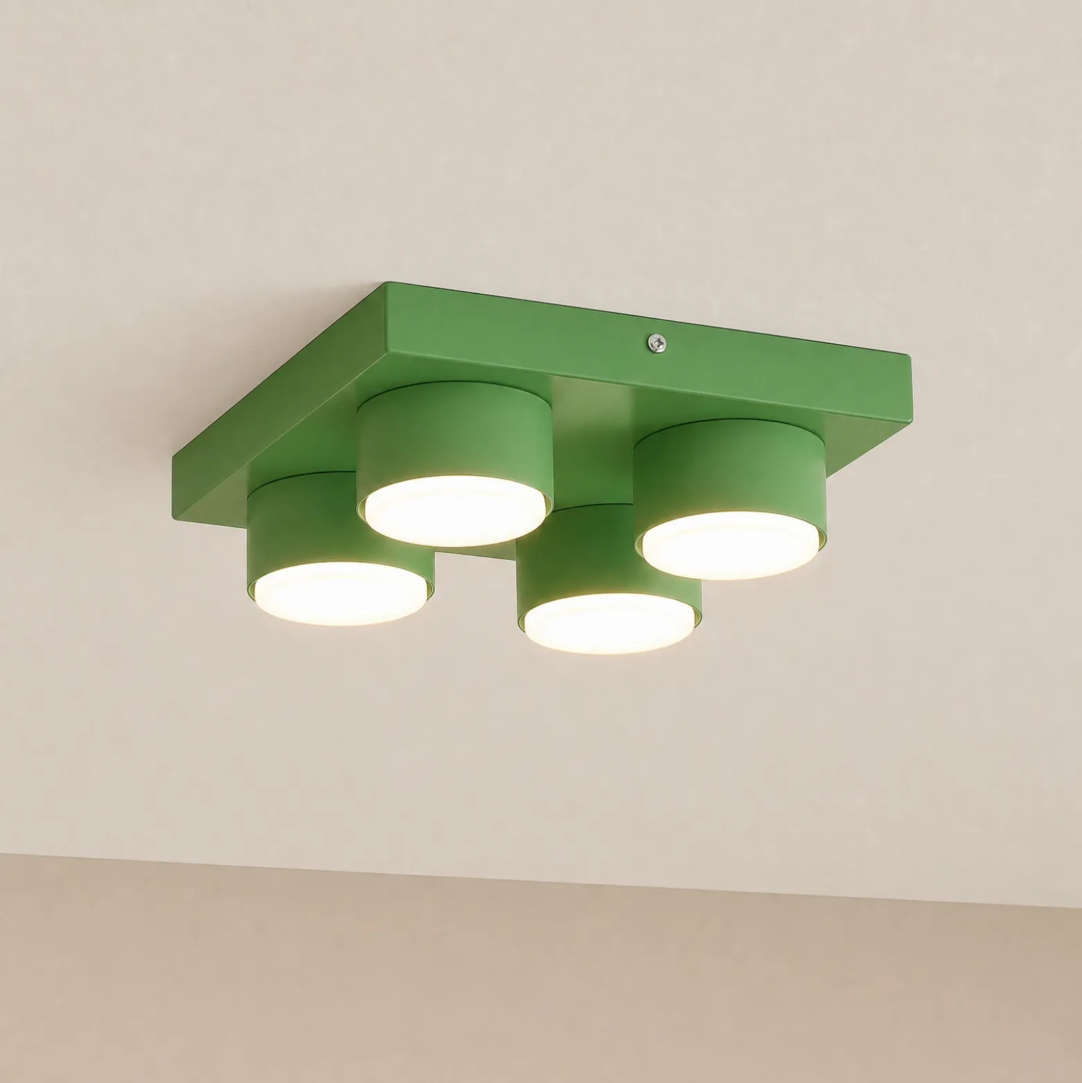Lámpara de techo Brix, verde, 23 cm de largo, 4 luces, GX53