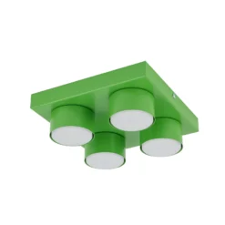 Lámpara de techo Brix, verde, 23 cm de largo, 4 luces, GX53