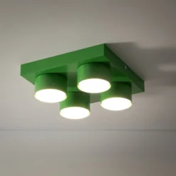 Lámpara de techo Brix, verde, 23 cm de largo, 4 luces, GX53