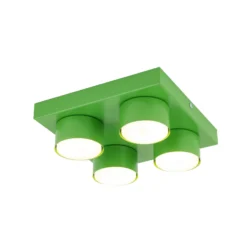 Lámpara de techo Brix, verde, 23 cm de largo, 4 luces, GX53