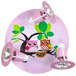 Lámpara de techo Buho para las niñas, rosa