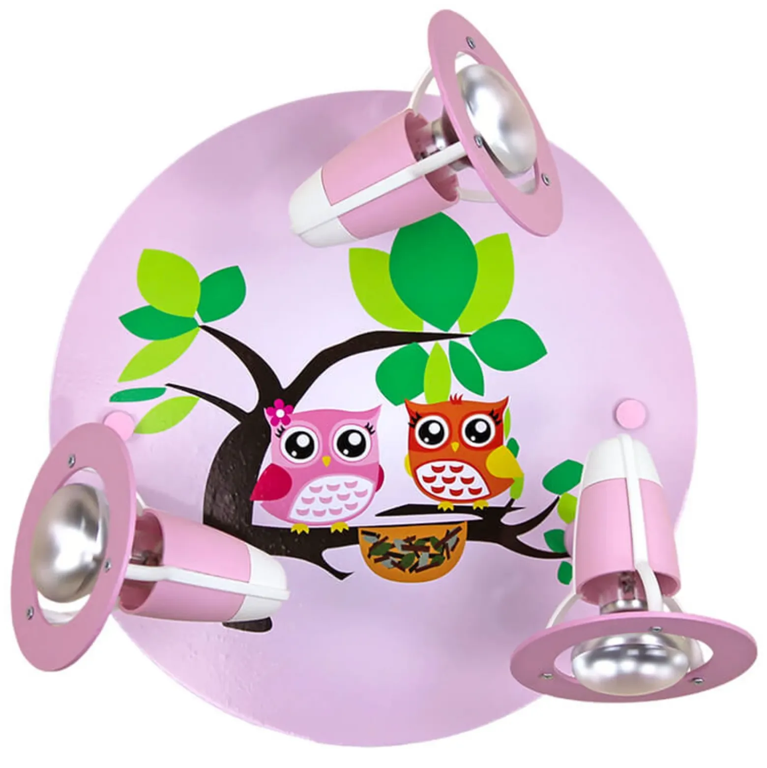 Lámpara de techo Buho para las niñas, rosa