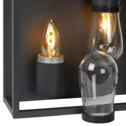Lámpara de techo Carlyn baño 2 luces negro