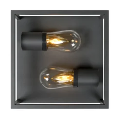 Lámpara de techo Carlyn baño 2 luces negro