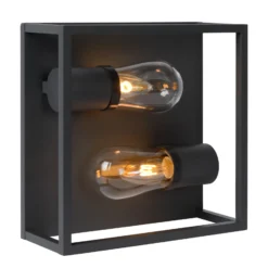 Lámpara de techo Carlyn baño 2 luces negro