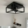 Lámpara de techo Carlyn baño 2 luces negro
