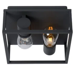 Lámpara de techo Carlyn baño 2 luces negro