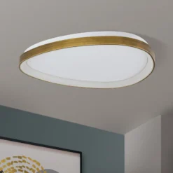 Lámpara de techo Charlie LED, Ø 65 cm, blanco opal, color latón antiguo