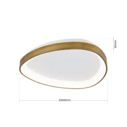 Lámpara de techo Charlie LED, Ø 45 cm, blanco opal, color latón antiguo