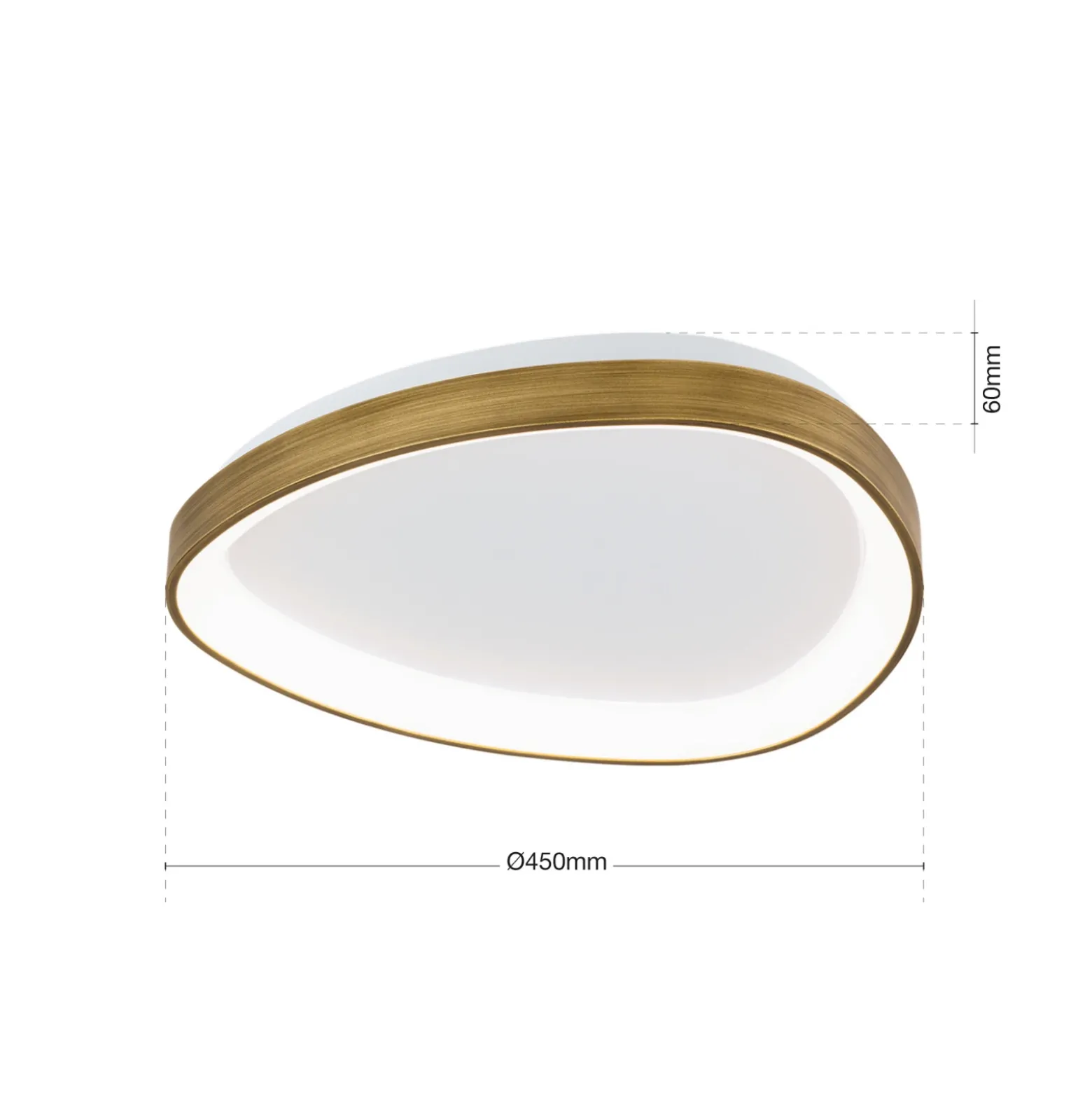 Lámpara de techo Charlie LED, Ø 45 cm, blanco opal, color latón antiguo