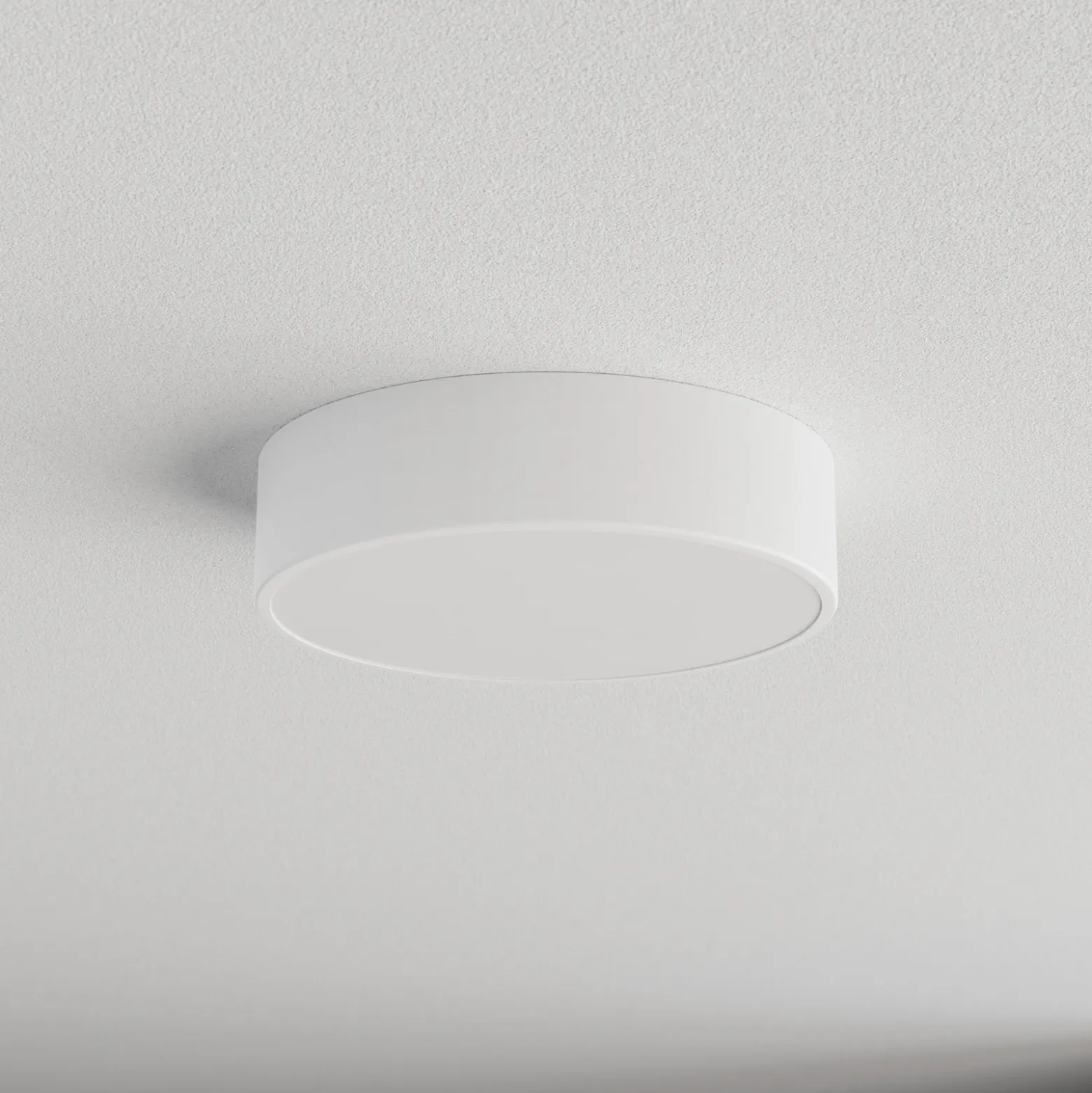 Lámpara de techo Cleo 300, blanca, con sensor, IP54, Ø 30 cm, metal