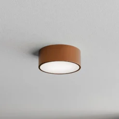 Lámpara de techo Cleo 200, cobre, sensor, IP54, Ø 20 cm, metal