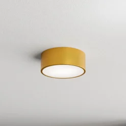 Lámpara de techo Cleo 200, dorada, sensor, IP54, Ø 20 cm, metal