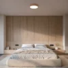 Lámpara de techo Cleo DR375, IP20, sensor, Ø 38 cm, madera de roble