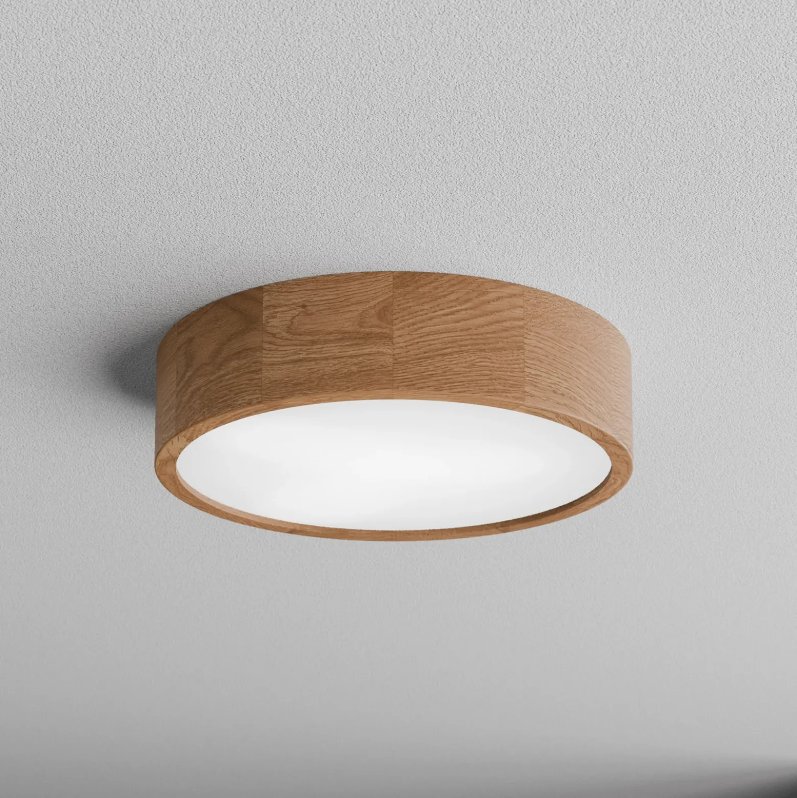 Lámpara de techo Cleo DR375, IP20, sensor, Ø 38 cm, madera de roble
