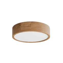 Lámpara de techo Cleo DR375, IP20, sensor, Ø 38 cm, madera de roble