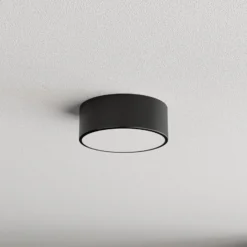 Lámpara de techo Cleo 200, negro, sensor, IP54, Ø 20 cm, metal