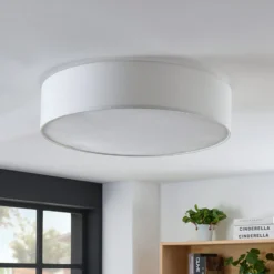Lámpara de techo de tela Gordana en blanco, 57 cm