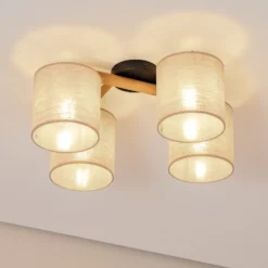 Lámpara de techo Deva, 4 luces, textil
