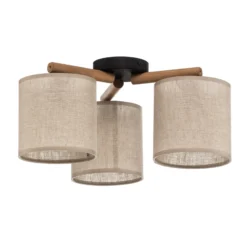 Lámpara de techo Deva, textil, 3 luces