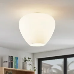 Lámpara de techo de vidrio Bibiane, blanco opal