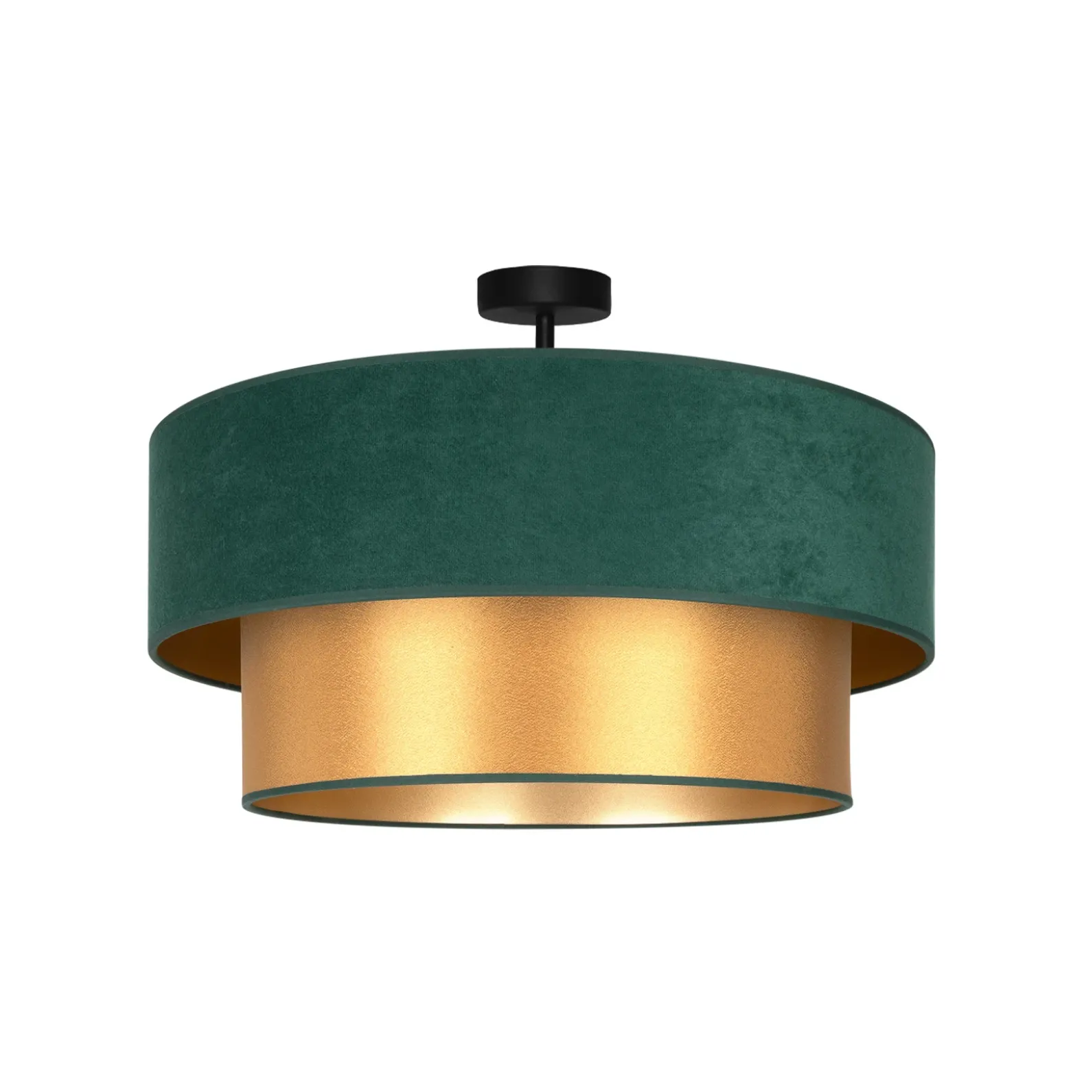 Lámpara de techo Dorina, verde/dorado, Ø 60 cm, tela, E27