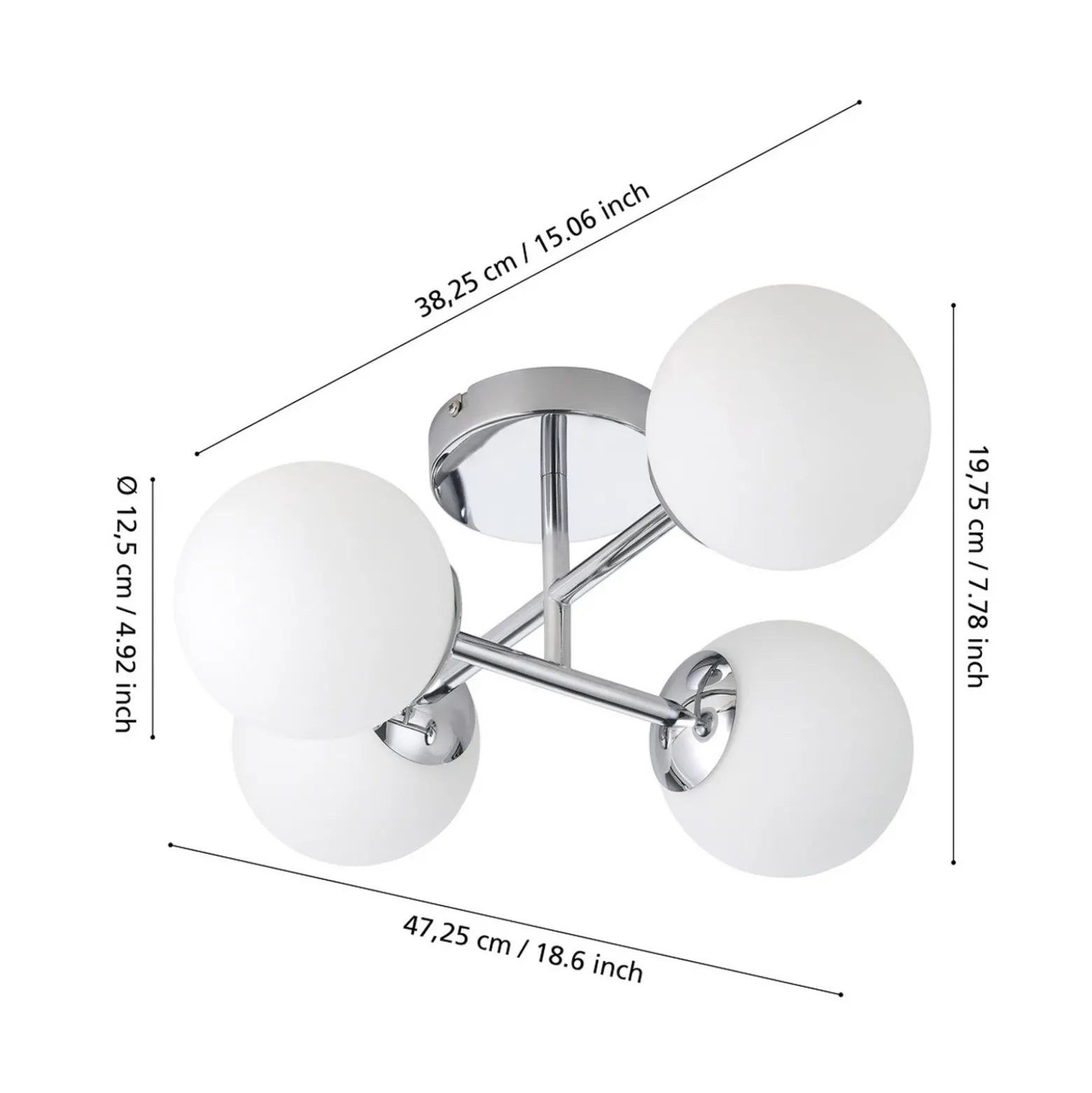 Lámpara de techo EGLO CASTROVIDO, cromada, 48 cm, 4 luces, IP44, G9-LED