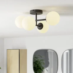 Lámpara de techo EGLO CASTROVIDO, negra, 48 cm, 4 luces, IP44, G9-LED