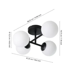 Lámpara de techo EGLO CASTROVIDO, negra, 48 cm, 4 luces, IP44, G9-LED