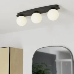 Lámpara de techo EGLO CASTROVIDO, negra, 58 cm, 3 luces, IP44, G9-LED