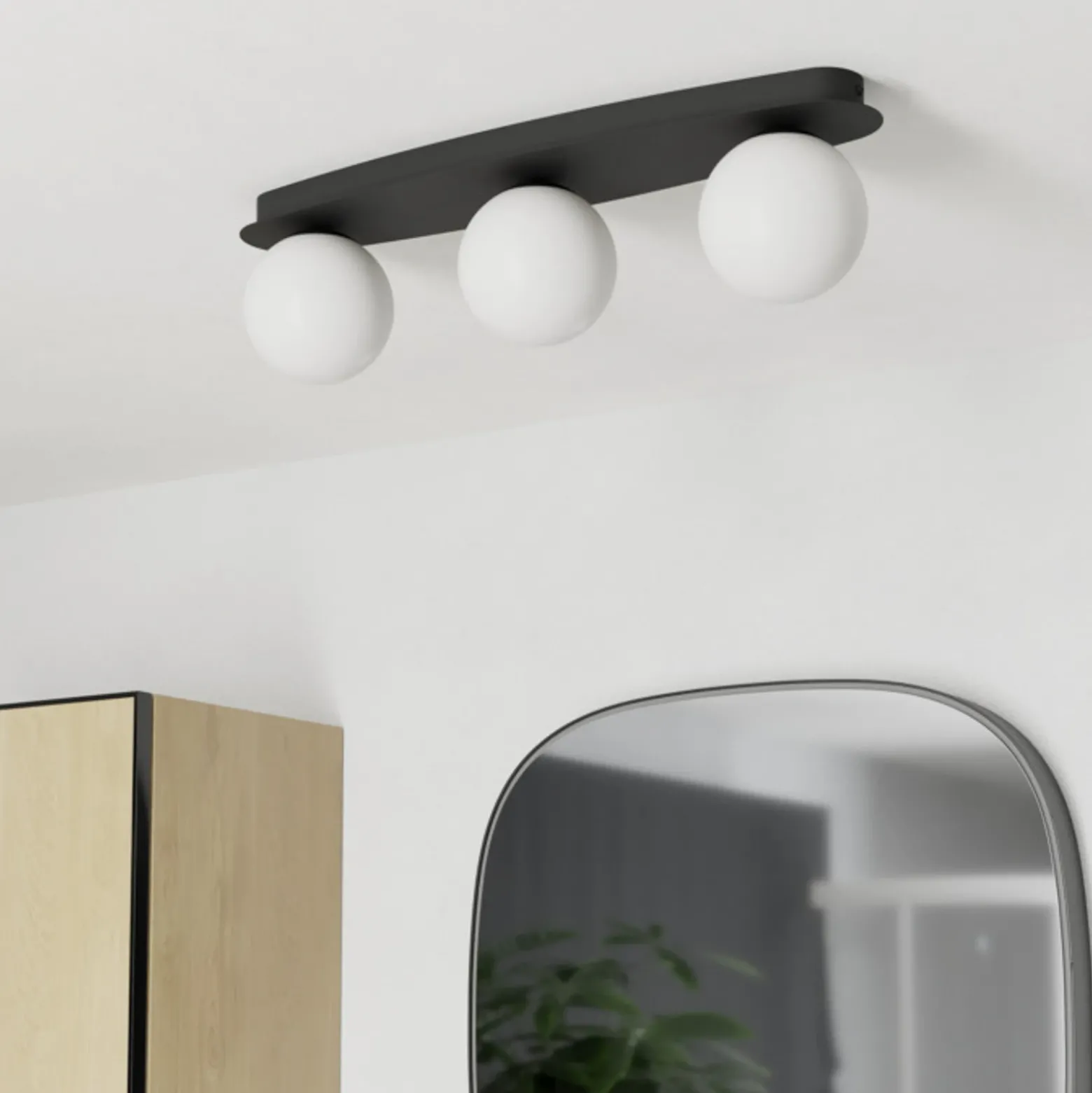 Lámpara de techo EGLO CASTROVIDO, negra, 58 cm, 3 luces, IP44, G9-LED