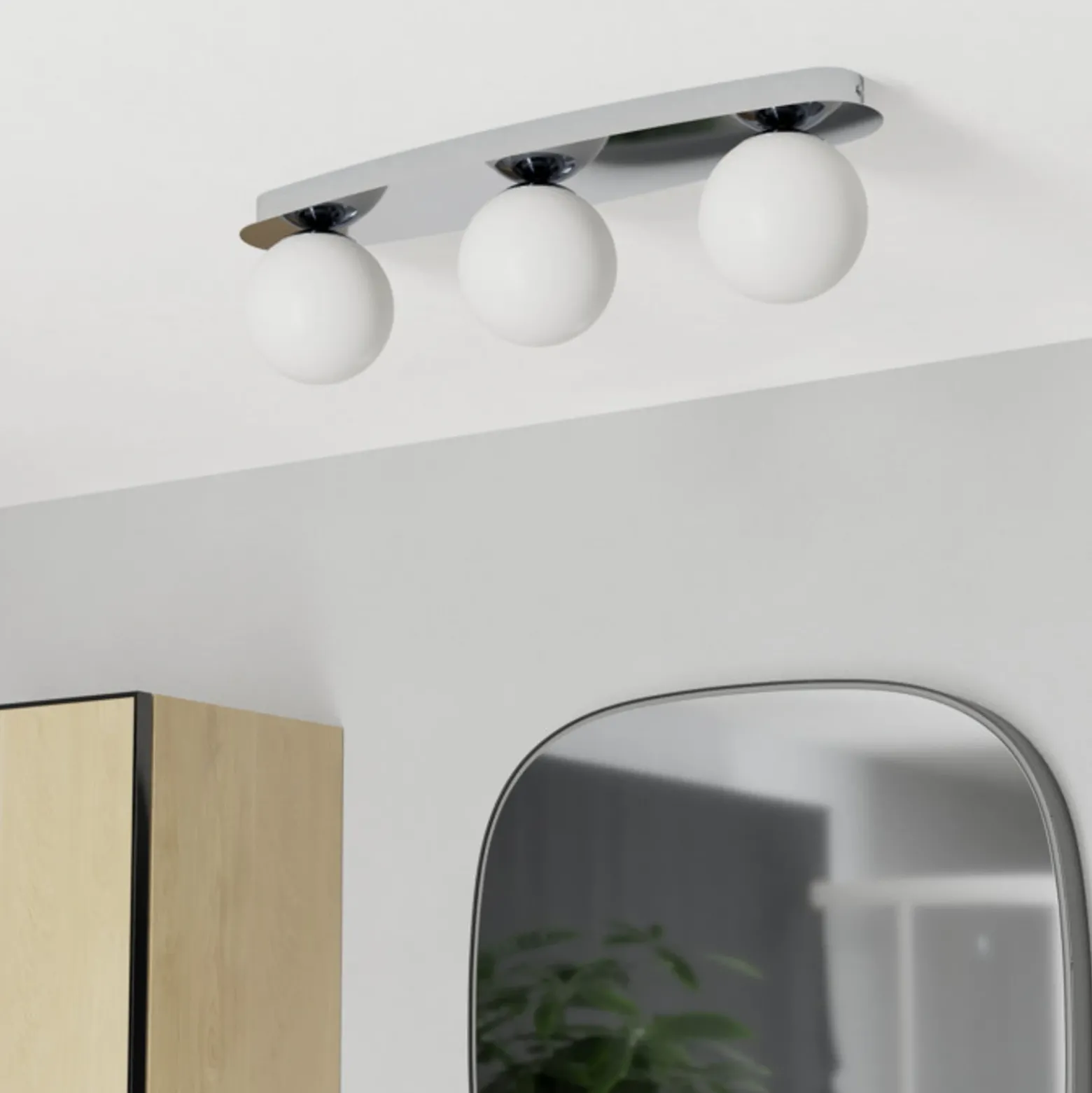 Lámpara de techo EGLO CASTROVIDO, cromada, 58 cm, 3 luces, IP44, G9-LED