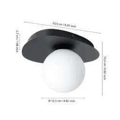 Lámpara de techo EGLO CASTROVIDO, negra, 24 cm, 1 luz, IP44, G9-LED