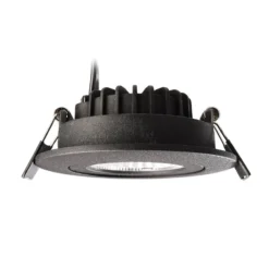 Lámpara de techo empotrable LED Dione, IP44, 3.000 K, negra, atenuable