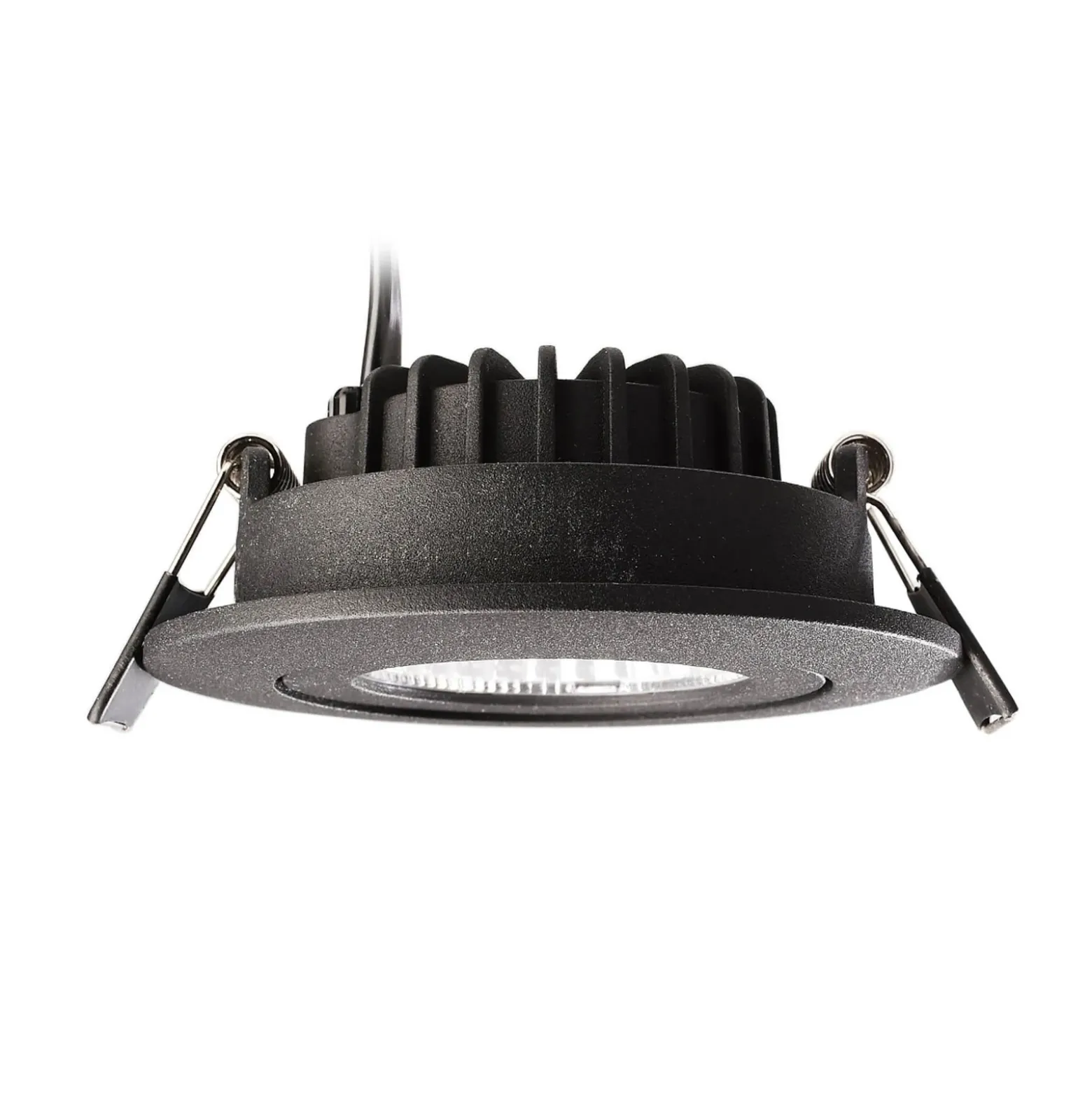 Lámpara de techo empotrable LED Dione, IP44, negra, atenuable a cálida