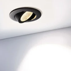 Lámpara de techo empotrable LED Dione, IP44, 3.000 K, negra, atenuable