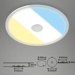 Lámpara de techo empotrable LED 748 IP44 CCT Switch Ø 22cm