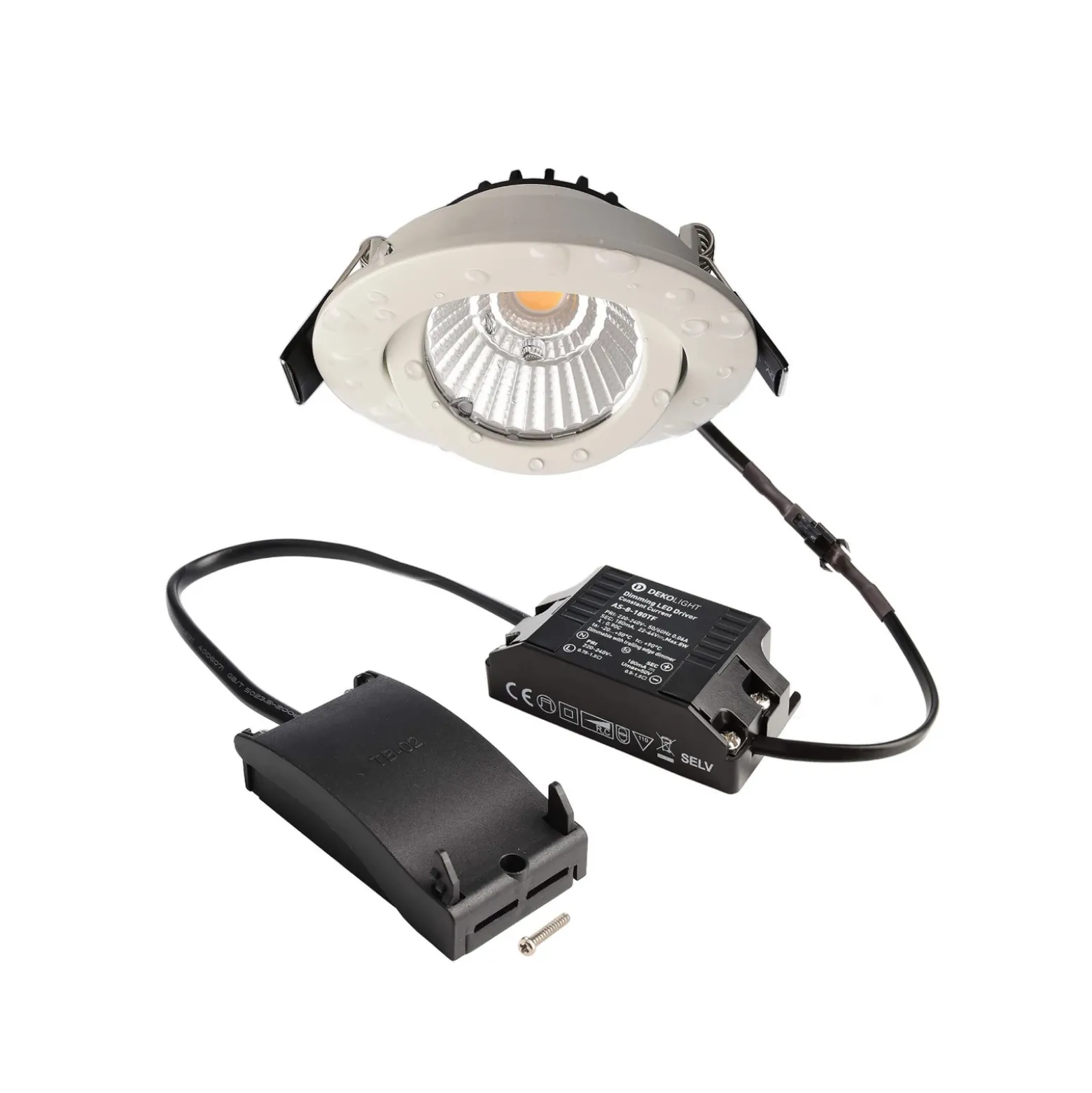 Lámpara de techo empotrable LED Dione, IP44, 2.700 K, blanca, atenuable