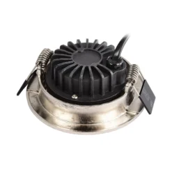 Lámpara de techo empotrable LED Dione, IP44, 2.700 K, níquel, atenuable