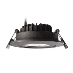 Lámpara de techo empotrable LED Dione, IP44, 2.700 K, negra, atenuable