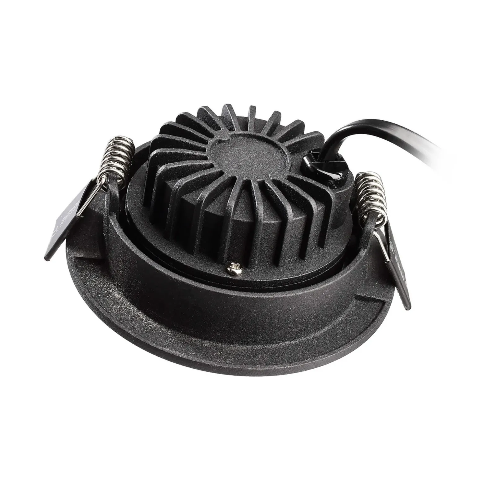 Lámpara de techo empotrable LED Dione, IP44, 2.700 K, negra, atenuable