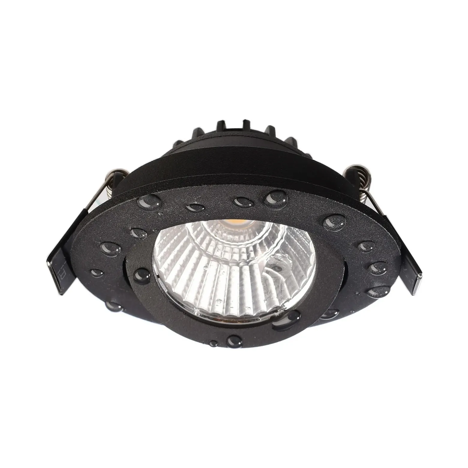 Lámpara de techo empotrable LED Dione, IP44, 2.700 K, negra, atenuable