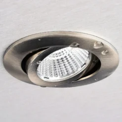 Lámpara de techo empotrable LED Dione, IP44, 4.000 K, níquel, atenuable